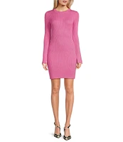 GB Long Sleeve Ribbed Mini Sweater Dress