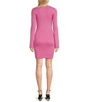 GB Long Sleeve Ribbed Mini Sweater Dress