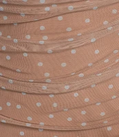 GB Mesh Dotted Strapless Midi Dress