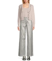 GB Coated Metallic Straight/Wide Leg Pants