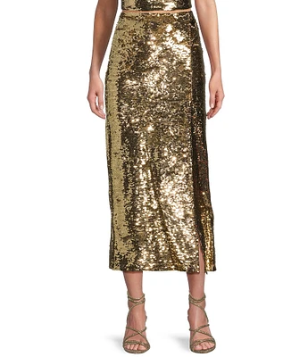 GB Midi Sequin Side Slit Coordinating Skirt