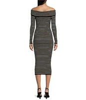 GB Off-The-Shoulder Striped Midi Dress