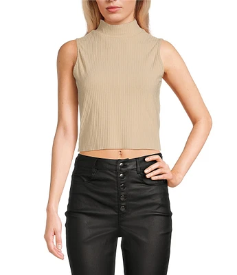 GB Mock Neck Ribbed Knit Tank Top
