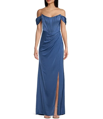 GB Off-The-Shoulder Corset Long Dress