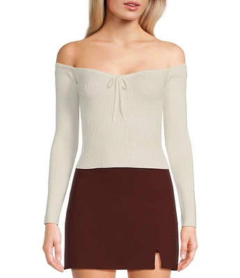 GB Off-The-Shoulder Long Sleeve Sweater