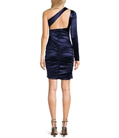 GB One-Shoulder Asymmetrical Neckline Satin Dress