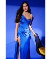GB Social One Shoulder Satin Dress