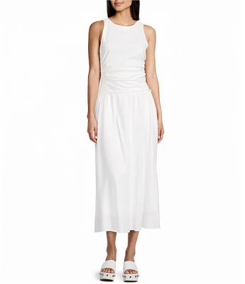 GB Open Back Boat Neck Drop Waist Maxi Dress