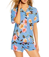 GB Oversize Large Floral Print Button Up Shirt Swim Cover-Up