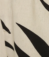 GB Palm Leaf High Waist Linen Blend Wide Leg Pants