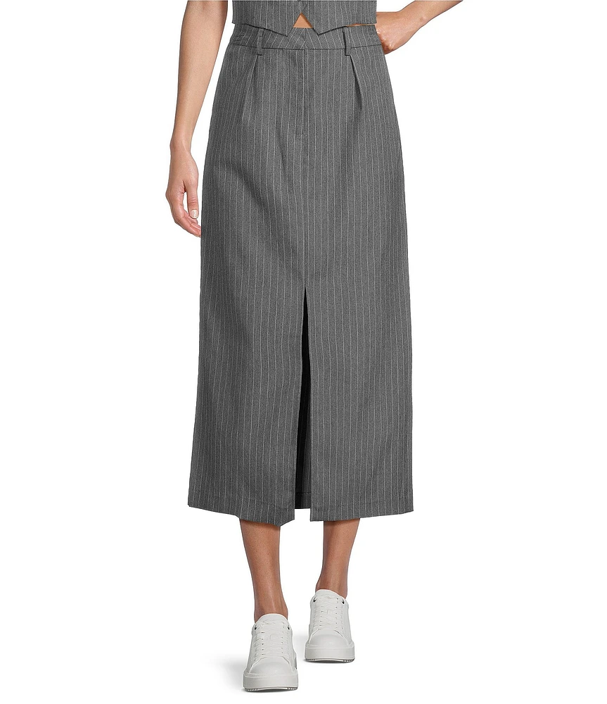 GB Coordinating Pinstripe Midi Skirt