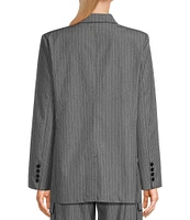 GB Coordinating Pinstripe Notch Collar Button Front Blazer