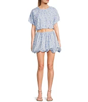 GB Coordinating Poplin Floral/Seashells Bubble Skirt