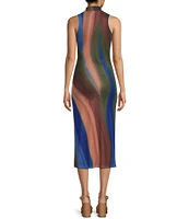 GB Printed Sleeveless Mesh Midi Dress