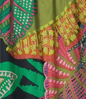 GB Leaf Print V-Neck Tie-Back Tiered A-Line Maxi Dress