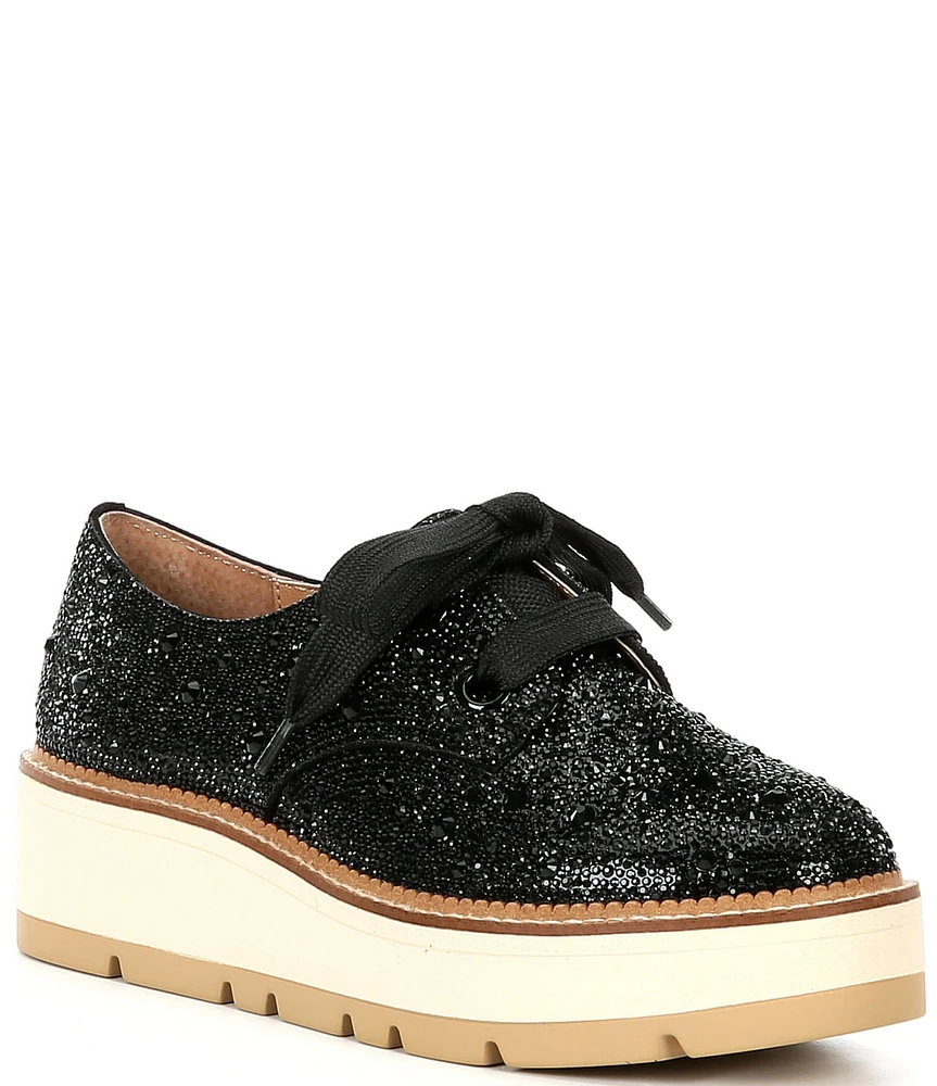 GB Re-Vival Rhinestone Embellished Lace-Up Platform Oxfords