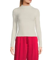 GB Ribbed Knit Mock Neck Top