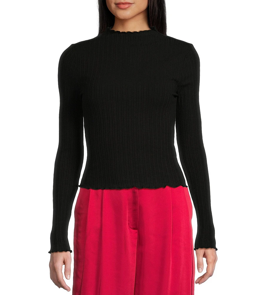 GB Ribbed Knit Mock Neck Top