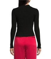 GB Ribbed Knit Mock Neck Top