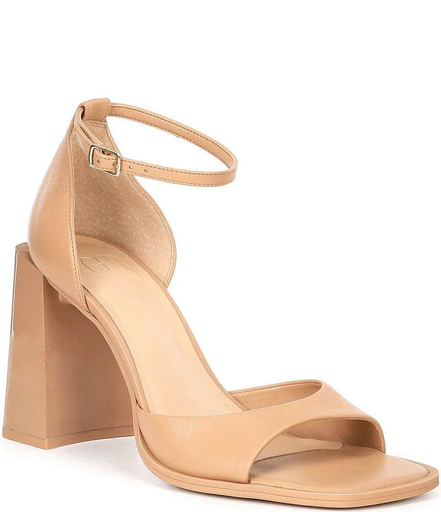 GB Role-Model Leather Ankle Strap Block Heel Sandals