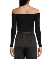 GB Rosette Off-The-Shoulder Sweater Top