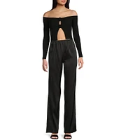 GB Rosette Off-The-Shoulder Sweater Top