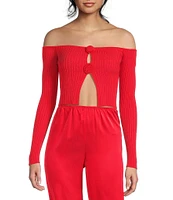 GB Rosette Off-The-Shoulder Sweater Top