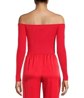 GB Rosette Off-The-Shoulder Sweater Top
