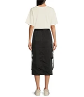 GB Satin Cargo Midi Skirt