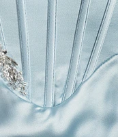 GB Satin Cutout Bejeweled Dress
