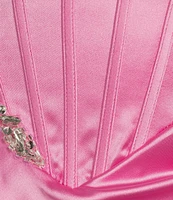 GB Satin Cutout Bejeweled Dress