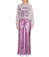 GB Shiny Coated Metallic Straight Leg Pants