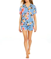 GB Short Large Floral Print Swimsuit Cover-Up