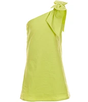 GB Social Big Girls Bow One Shoulder Linen Dress