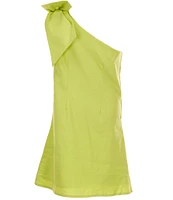 GB Social Big Girls Bow One Shoulder Linen Dress