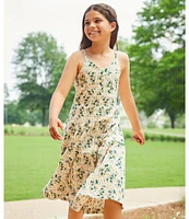 GB Social Big Girls 7-16 Sleeveless Floral Embroidered Midi Dress