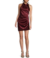 GB Social Cowl Halter Neck Satin Mini Dress