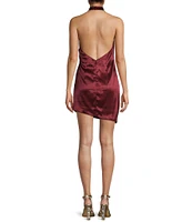 GB Social Cowl Halter Neck Satin Mini Dress