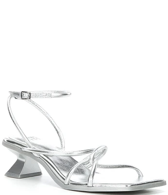 GB Social-Ite Metallic Leather Sculpted Strappy Heel Dress Sandals