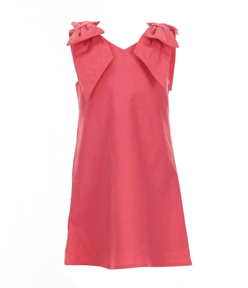 GB Social Little Girls 2-6X Bow Shoulder Linen Dress