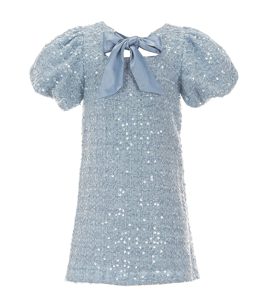 GB Social Little Girls 2-6X Tweed Bow Neck Dress