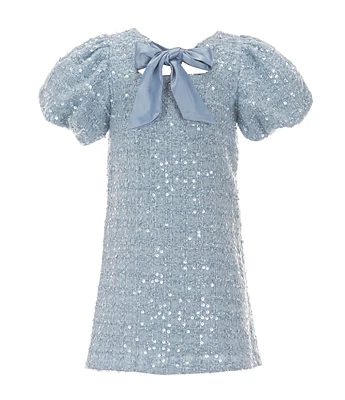 GB Social Little Girls 2-6X Tweed Bow Neck Dress