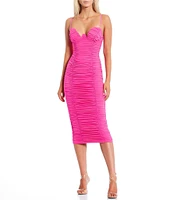 GB Social Sweetheart Neck Ruched Midi Dress