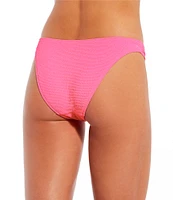 GB Solid Scrunchie Textured Tanga High Leg Hipster Swim Bottom