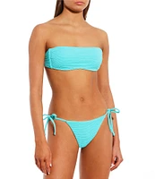 GB Solid Scrunchie Textured Tie Side Hipster Swim Bottom