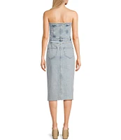GB Strapless Denim Slit Midi Dress