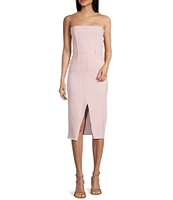 GB Strapless Denim Raw Hem Midi Dress