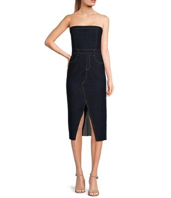 GB Strapless Denim Midi Dress