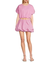 GB Striped Poplin Bubble Coordinating Mini Skirt