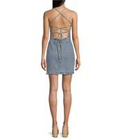 GB Tie Back Denim Mini Dress